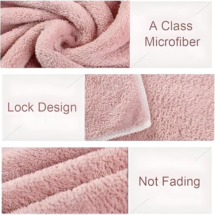 Absorbent Hair Towel - Thick Microfiber Cape for Quick Hair Drying, Comfortable and Gentle Fit for Females and Girls, Pink Color, Pack of Two - Image 4